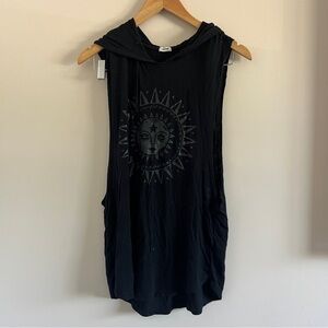 Garage Black Sun Graphic Muscle Hoodie Tank – Size Small